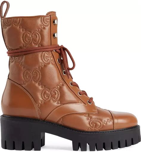 gucci logo quilted leather combat boot|Gucci ankle boots.